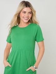 Threadbare Green Jersey Midi Smock Dress With Pockets - Image 5 of 5