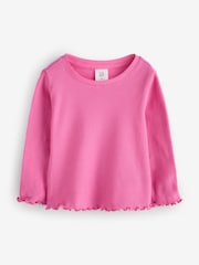 Pink - Gap Langarm-T-Shirt aus Rippmaterial mit Rundhals (6Monate–5Jahre) - Bild 1 von 5