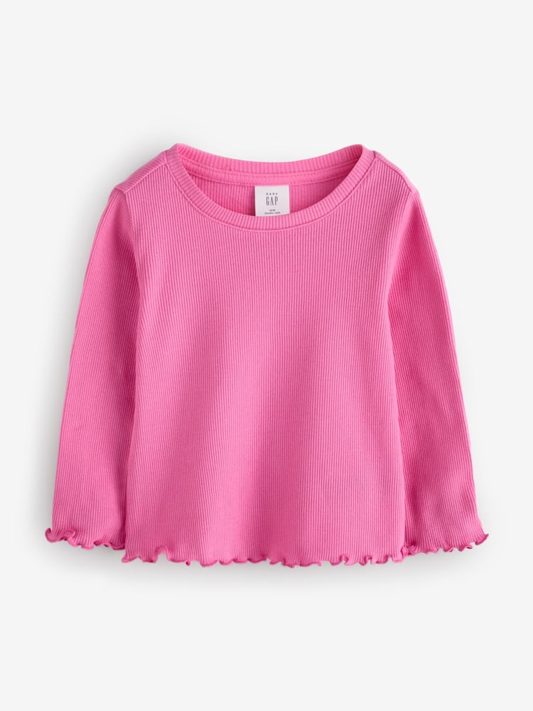 Pink - Gap Langarm-T-Shirt aus Rippmaterial mit Rundhals (6Monate–5Jahre) - Bild 1 von 5
