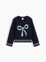 Gap Navy Bow Boxy Rolled Neck Jumper (6mths-5yrs) - Image 1 of 2