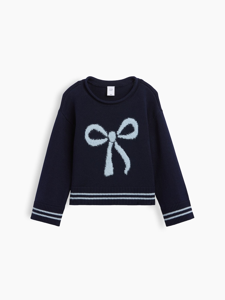 Gap Navy Bow Boxy Rolled Neck Jumper (6mths-5yrs) - Image 1 of 2