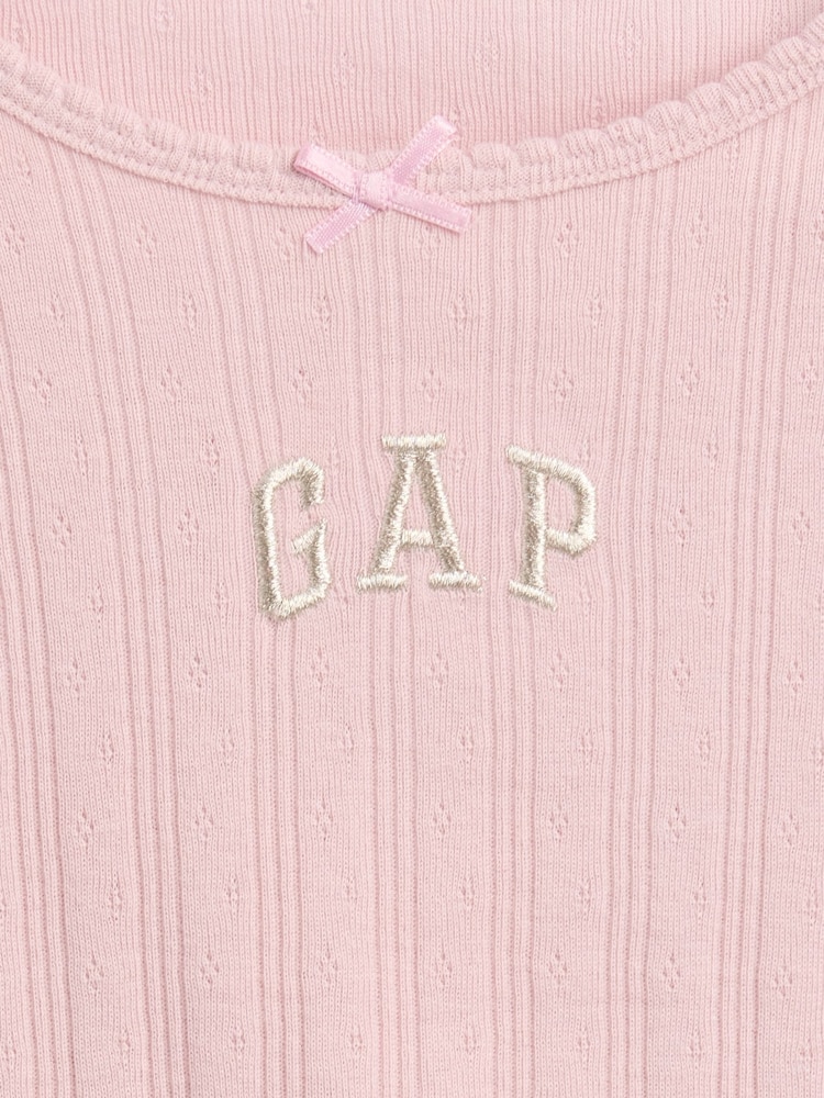 Gap Pink Arch Logo Pointelle Long Sleeve T-Shirt (6mths-5yrs) - Image 4 of 4 Gap Pink Arch Logo Pointelle Long Sleeve T-Shirt (6mths-5yrs) - Image 4 of 4