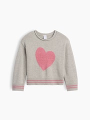 Gap Grey Heart Boxy Rolled Neck Jumper (6mths-5yrs) - Image 1 of 2