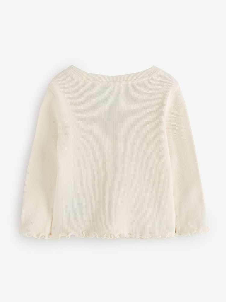 Cream - Gap Langarm-T-Shirt aus Rippmaterial mit Rundhals (6Monate–5Jahre) - Bild 2 von 5