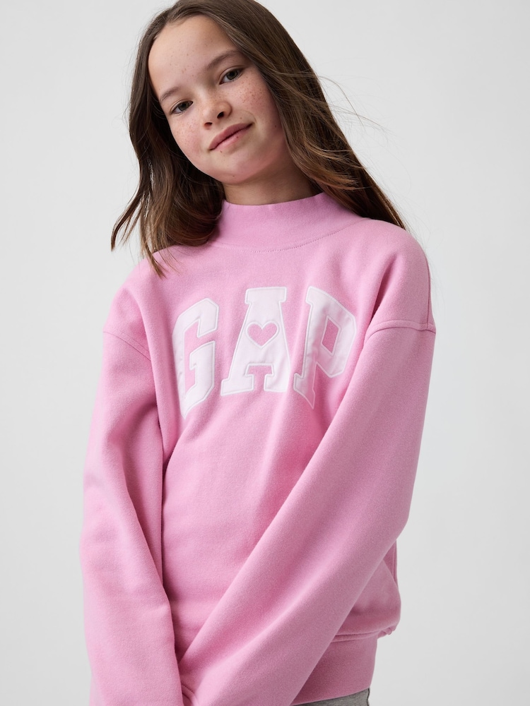 Rosa - Gap Oversized Mock Neck Logo Sweatshirt (4-13yrs) - Bild 1 av 4