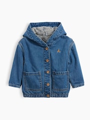 Gap Medium Wash Denim Brannan Bear Hooded Jacket (3-24mths) - Image 1 of 3