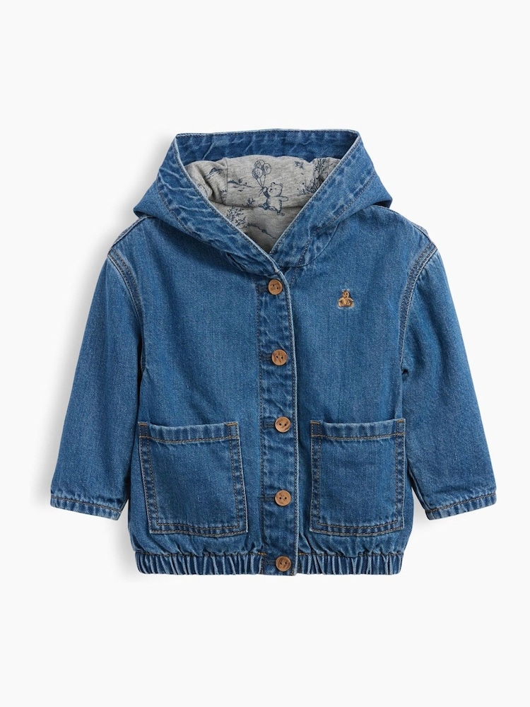 Gap Medium Wash Denim Brannan Bear Hooded Jacket (3-24mths) - Image 1 of 3