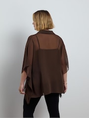 Live Unlimited Brown Chocolate Button Half Placket Overlay Blouses - Image 6 of 6