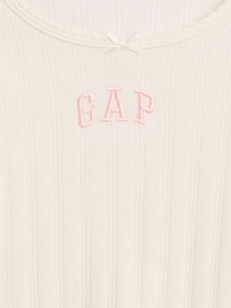 Gap Cream Arch Logo Pointelle Long Sleeve T-Shirt (6mths-5yrs) - Image 3 of 3 Gap Cream Arch Logo Pointelle Long Sleeve T-Shirt (6mths-5yrs) - Image 3 of 3