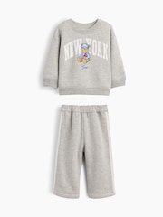 Gap Grey Vintage Soft Brannan Bear Logo Sweatshirt Set (0-24mths) - Image 1 of 3
