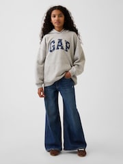 Gap Grey/Blue Floral VintageSoft Oversized Logo Hoodie (4-13yrs) - Image 3 of 4