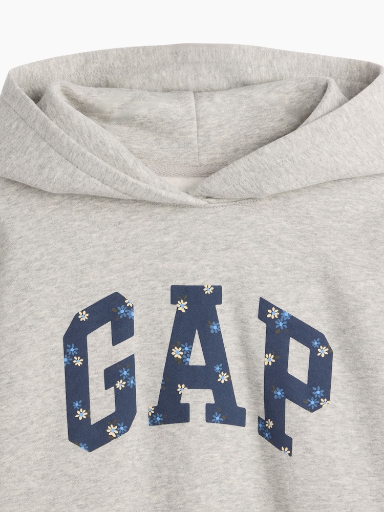 Gap Grey/Blue Floral VintageSoft Oversized Logo Hoodie (4-13yrs) - Image 4 of 4 Gap Grey/Blue Floral VintageSoft Oversized Logo Hoodie (4-13yrs) - Image 4 of 4