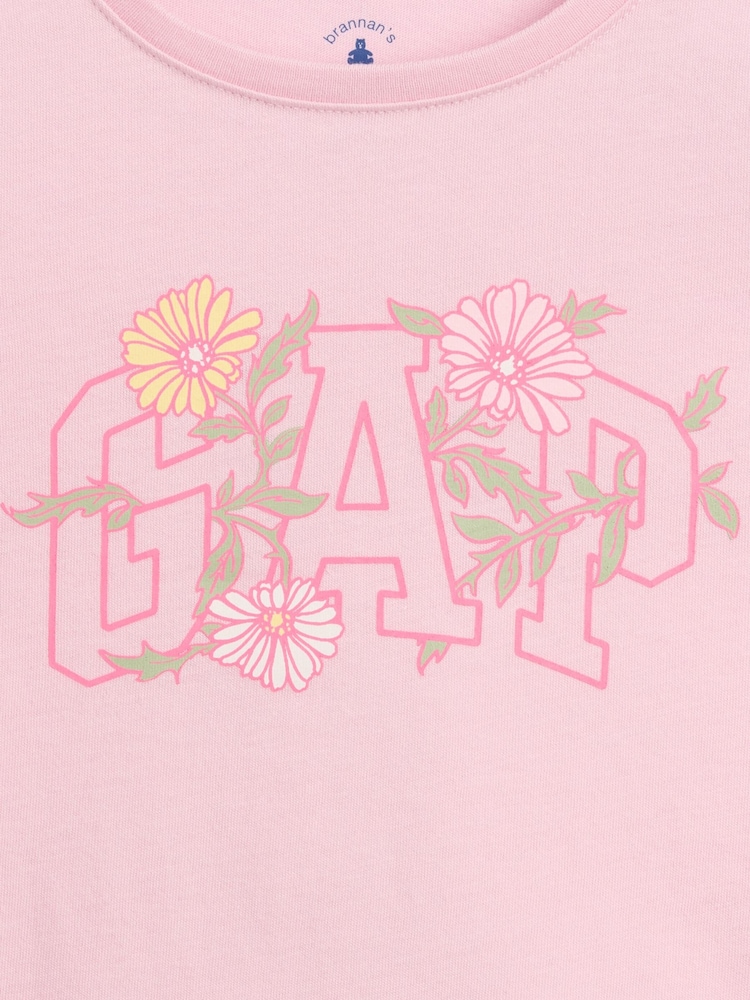 Gap Pink Flower Logo Short Sleeve T-shirt (6mths-5yrs) - Image 3 of 3
