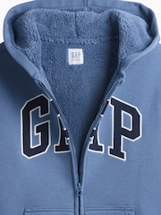Blau - Gap Sherpa-Lined Zip-Up Hoodie (4-13yrs) - Bild 3 von 3