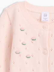Gap Pink Embroidered Pointelle Cardigan Set (0-24mths) - Image 3 of 3