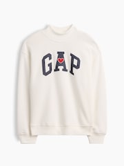 Vit - Gap Oversized Mock Neck Logo Sweatshirt (4-13yrs) - Bild 1 av 3