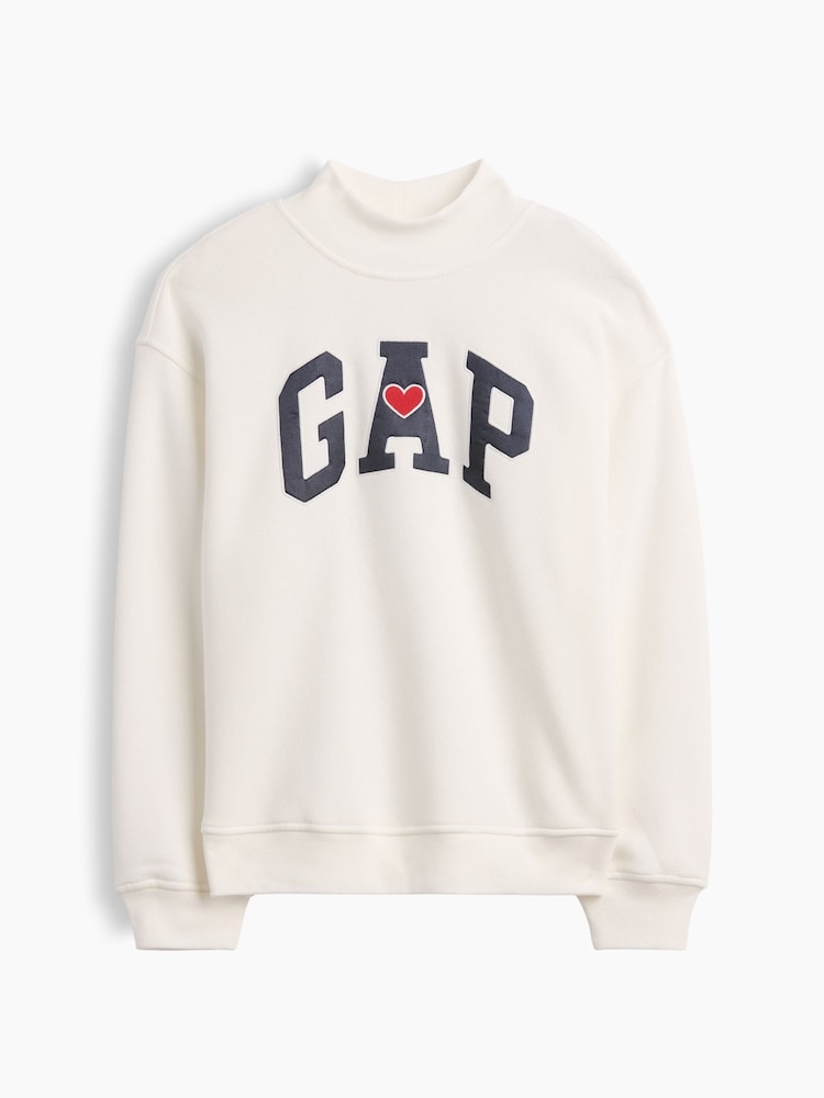 Vit - Gap Oversized Mock Neck Logo Sweatshirt (4-13yrs) - Bild 1 av 3