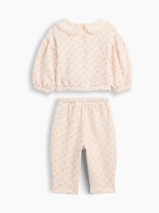 Gap Cream/Pink Floral Vintage Soft Lace-Collar Sweatshirt Set (0-24mths) - Image 1 of 2
