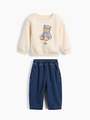 Gap Cream/Blue VintageSoft Brannan Bear Sweat Set (0-24mths) - Image 1 of 3