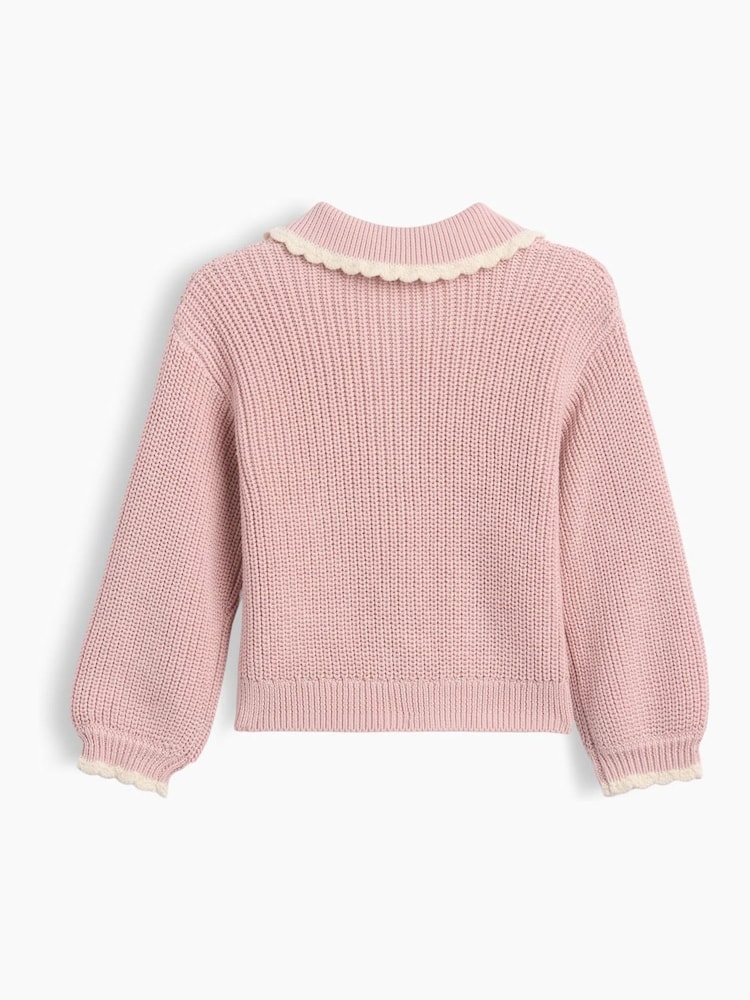 Gap Pink Baby and Toddler Collared Cardigan Jumper (6mths-5yrs) - Image 2 of 3