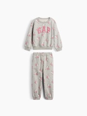 Gap Grey Vintage Soft Floral Logo Sweat Set (6mths-5yrs) - Image 1 of 2