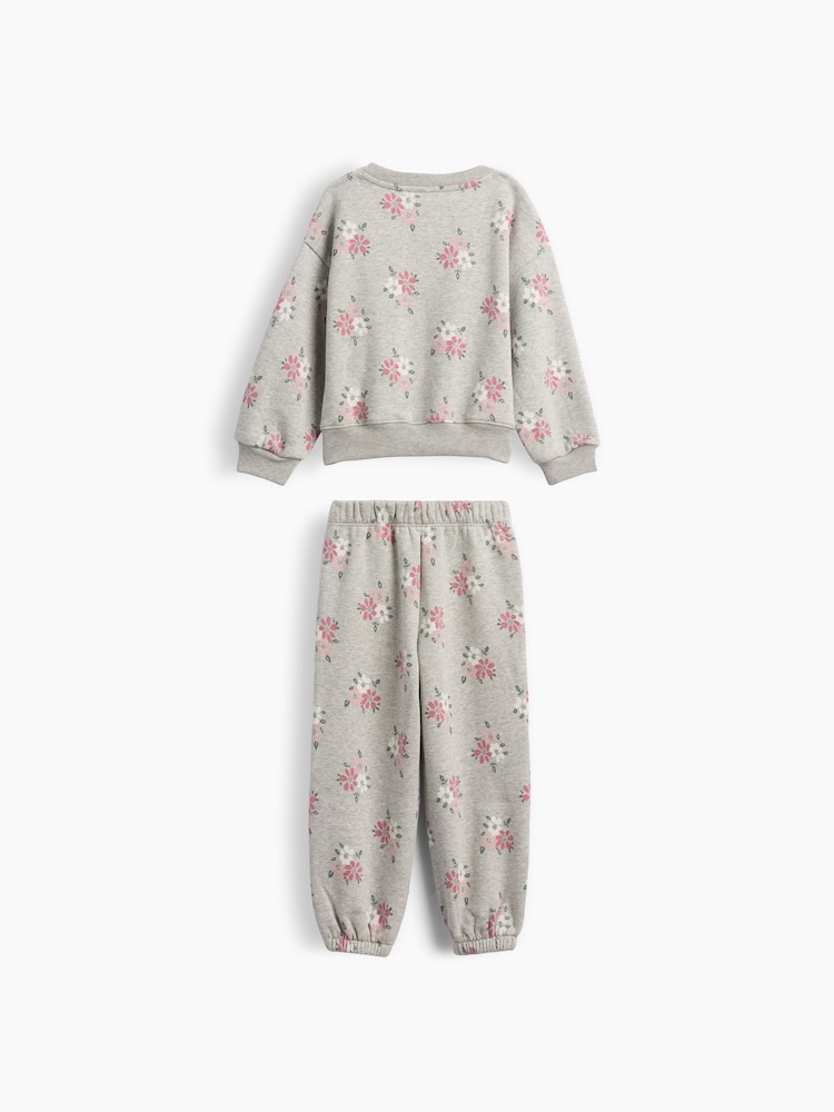 Gap Grey Vintage Soft Floral Logo Sweat Set (6mths-5yrs) - Image 2 of 2 Gap Grey Vintage Soft Floral Logo Sweat Set (6mths-5yrs) - Image 2 of 2