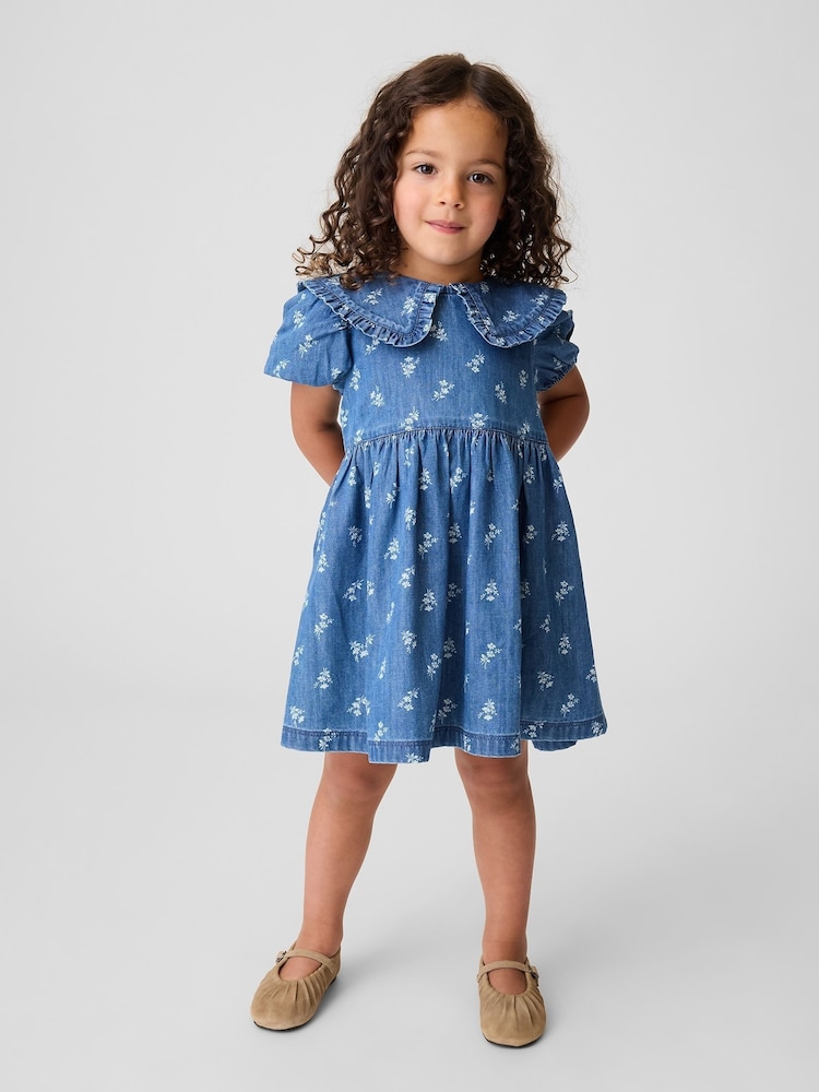 Gap Baby- en peuterjurk van Denim met kraag en Bloemen (6-5jaar) - Afbeelding 1 van 3