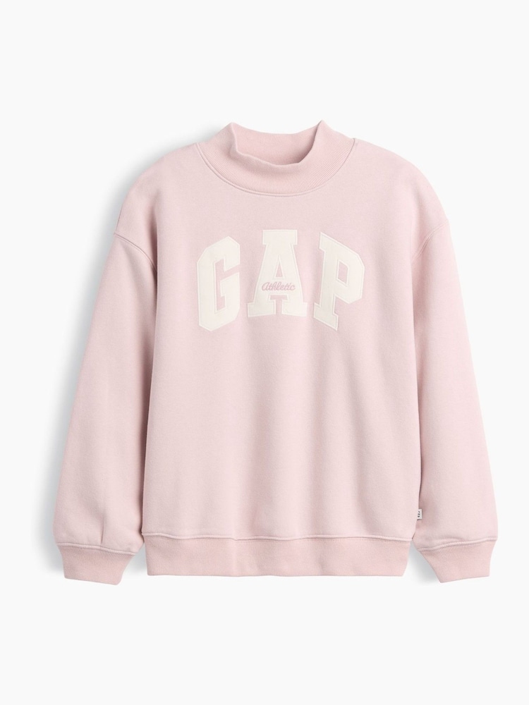 Gap Light Pink VintageSoft Oversized Mock Neck Logo Sweatshirt (4-13yrs) - Image 1 of 2 Gap Light Pink VintageSoft Oversized Mock Neck Logo Sweatshirt (4-13yrs) - Image 1 of 2