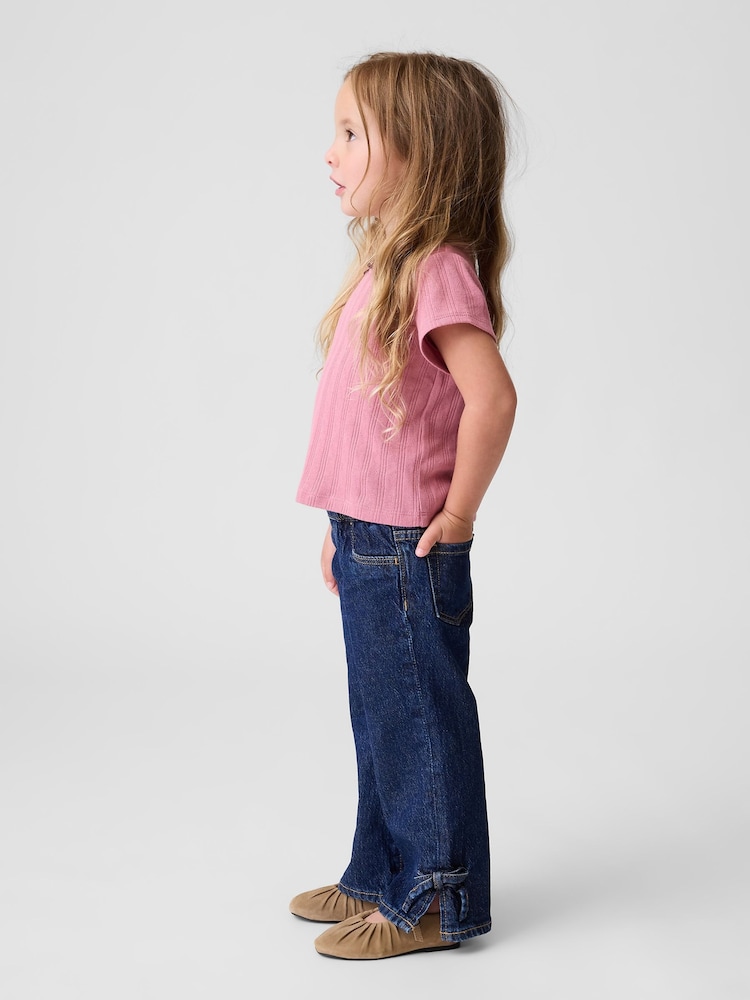 Gap Dark Wash Bow Split-Hem Stride Jeans (6mths-5yrs) - Image 1 of 3 Gap Dark Wash Bow Split-Hem Stride Jeans (6mths-5yrs) - Image 1 of 3