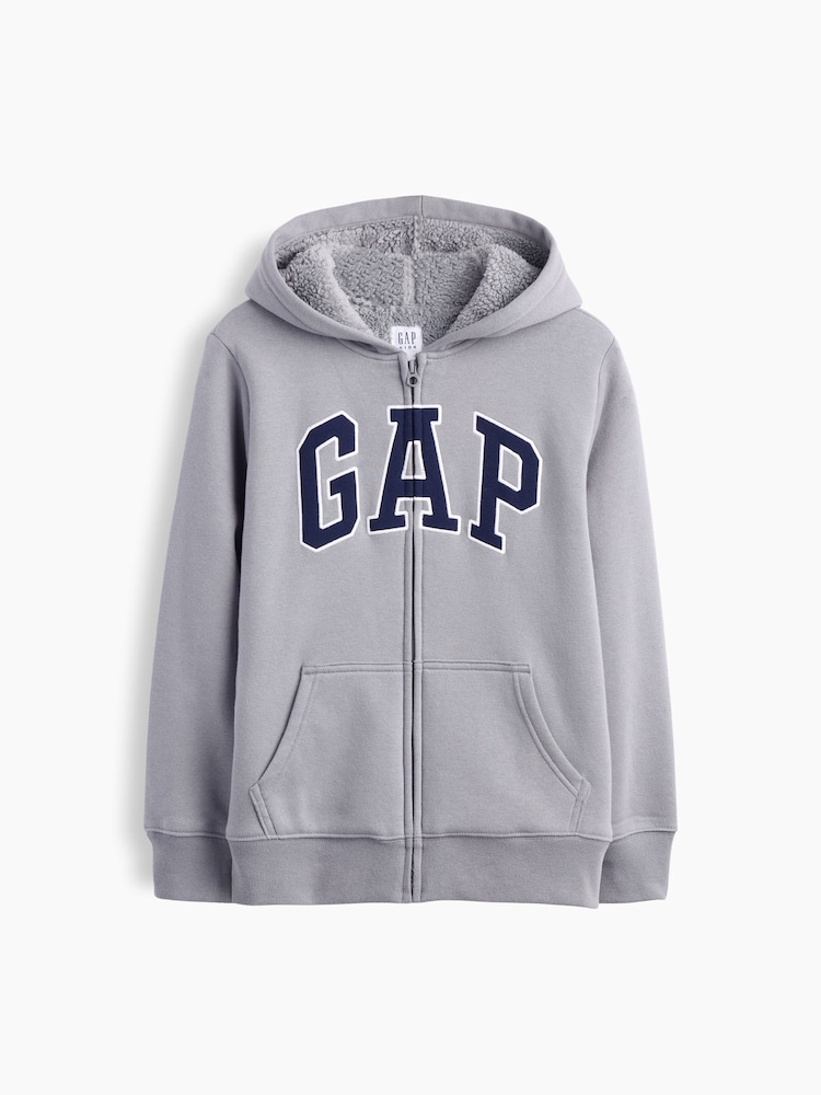 Grau - Gap Sherpa-Lined Zip-Up Hoodie (4-13yrs) - Bild 4 von 4 Grau - Gap Sherpa-Lined Zip-Up Hoodie (4-13yrs) - Bild 4 von 4