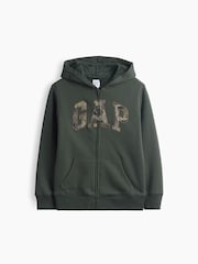 Tarnmuster, Grün - Gap Sherpa-Lined Zip-Up Hoodie (4-13yrs) - Bild 1 von 2