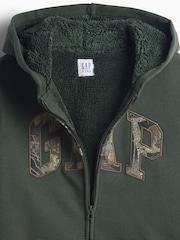 Tarnmuster, Grün - Gap Sherpa-Lined Zip-Up Hoodie (4-13yrs) - Bild 2 von 2