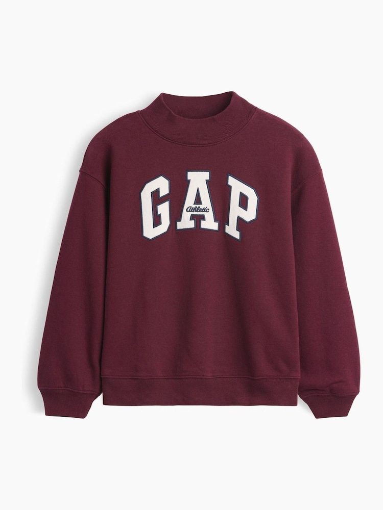 Gap Burgundy Red VintageSoft Oversized Mock Neck Logo Sweatshirt (4-13yrs) - Image 1 of 2 Gap Burgundy Red VintageSoft Oversized Mock Neck Logo Sweatshirt (4-13yrs) - Image 1 of 2