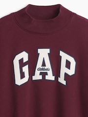 Gap Burgundy Red VintageSoft Oversized Mock Neck Logo Sweatshirt (4-13yrs) - Image 2 of 2