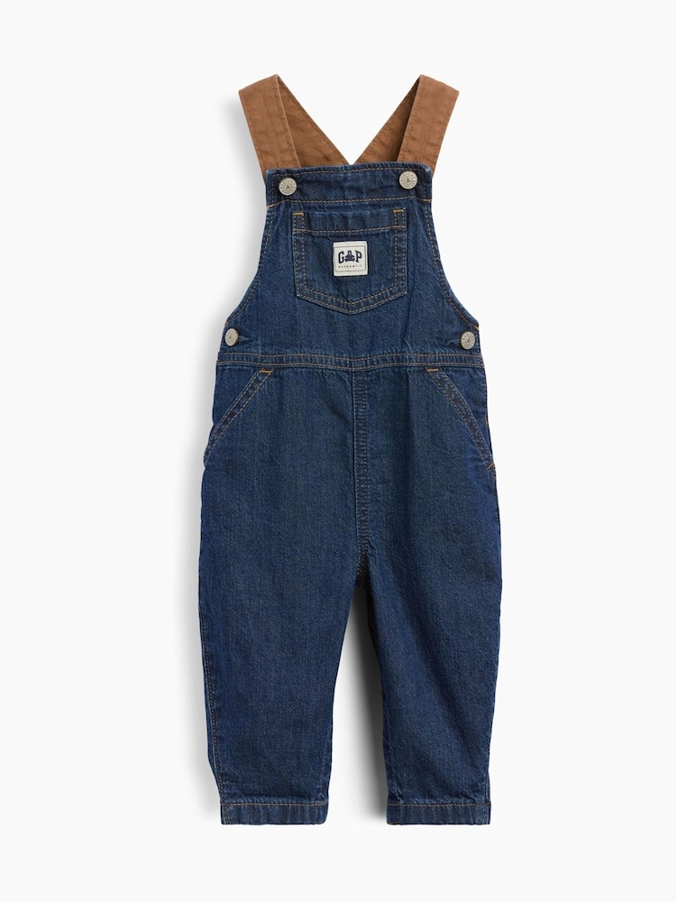 Gap Baby smækbukser i Denim (0-24mdr.) - Billede 1 af 3 Gap Baby smækbukser i Denim (0-24mdr.) - Billede 1 af 3