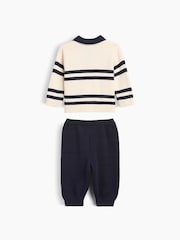 Gap Cream/Navy Stripe Polo Jumper Outfit Set (0-24mths) - Image 2 of 3