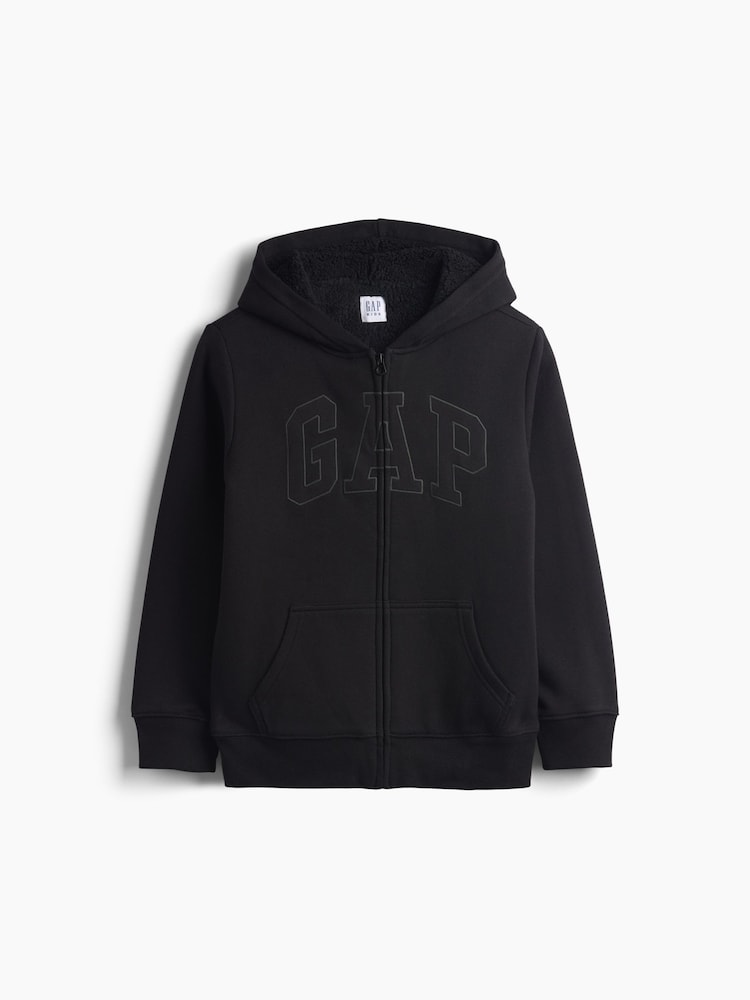 Schwarz - Gap Sherpa-Lined Zip-Up Hoodie (4-13yrs) - Bild 1 von 2 Schwarz - Gap Sherpa-Lined Zip-Up Hoodie (4-13yrs) - Bild 1 von 2