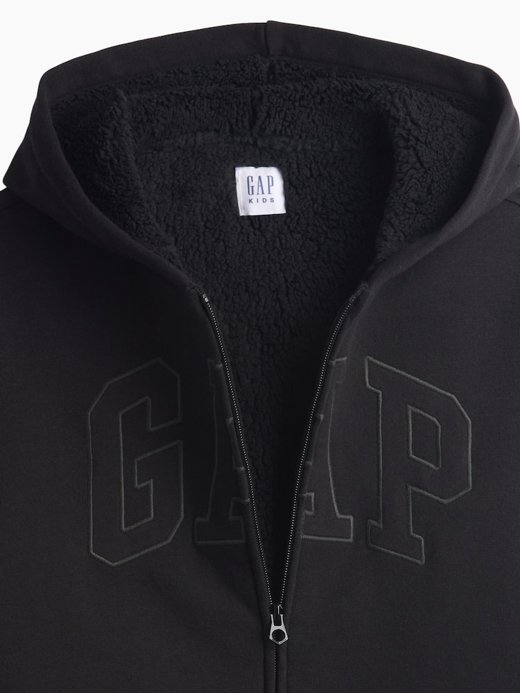 Schwarz - Gap Sherpa-Lined Zip-Up Hoodie (4-13yrs) - Bild 2 von 2 Schwarz - Gap Sherpa-Lined Zip-Up Hoodie (4-13yrs) - Bild 2 von 2