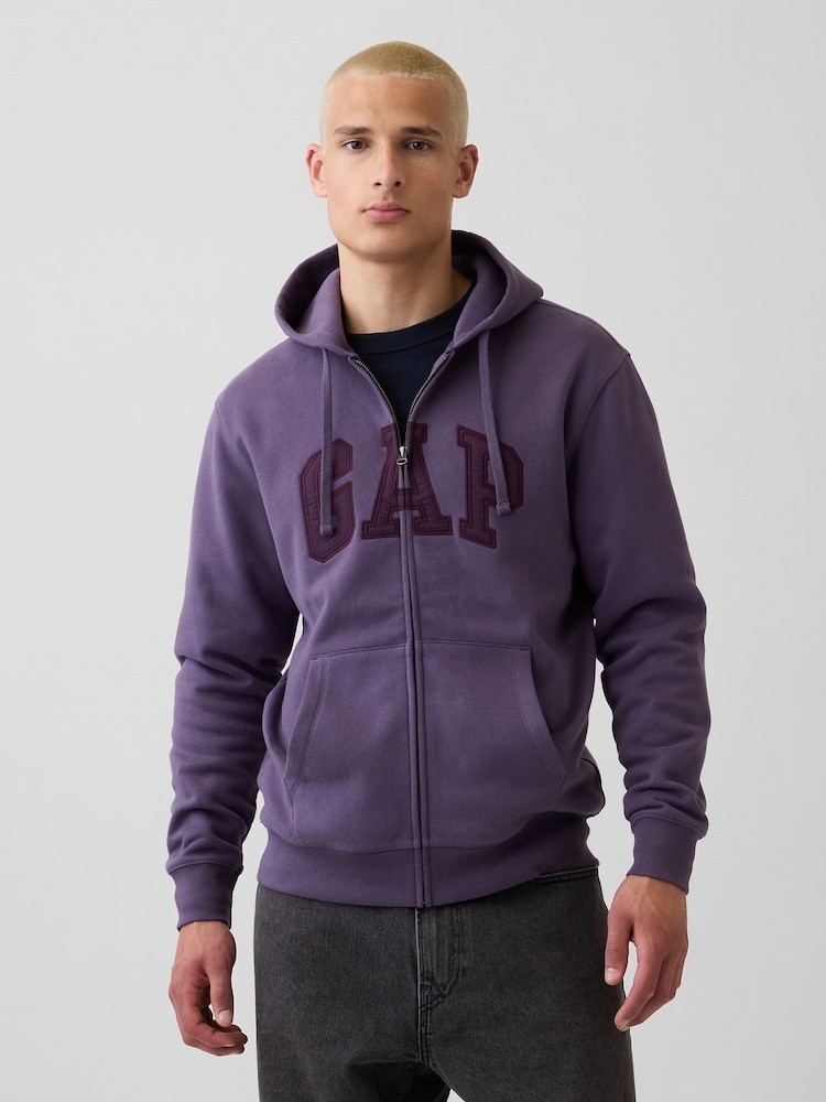 Gap Purple Vintage Soft Arch Logo Zip Hoodie - Image 1 of 4