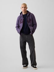 Gap Purple Vintage Soft Arch Logo Zip Hoodie - Image 3 of 4