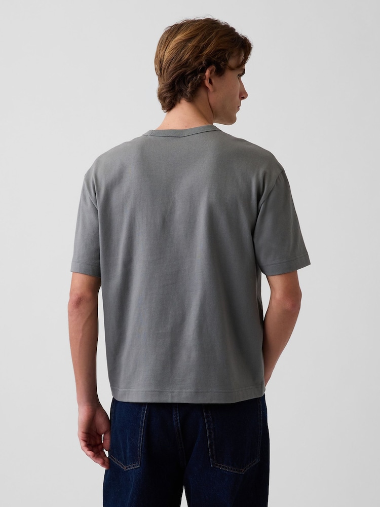 Grijs - Gap Heavyweight Relaxed Gap Logo Crop T-shirt - Afbeelding 2 van 3
