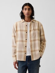 Bēša/Dzeltena - Gap Sunwashed Twill brīvi rūtainais krekls - Attēls 1 no 4