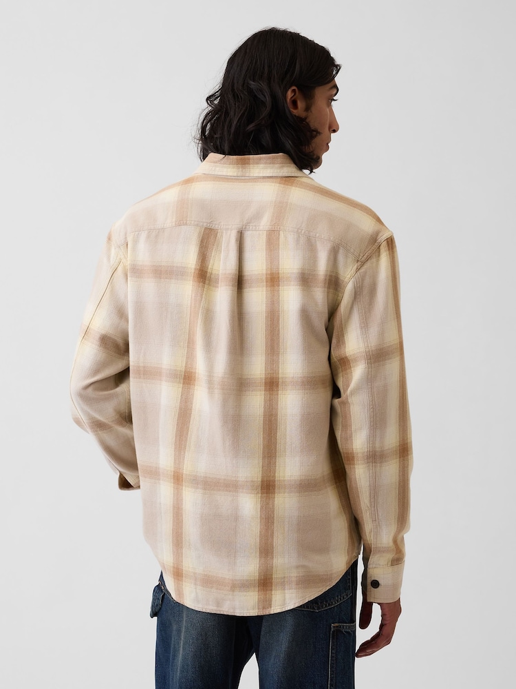 Bēša/Dzeltena - Gap Sunwashed Twill brīvi rūtainais krekls - Attēls 2 no 4