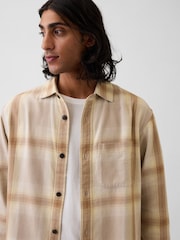 Bēša/Dzeltena - Gap Sunwashed Twill brīvi rūtainais krekls - Attēls 4 no 4
