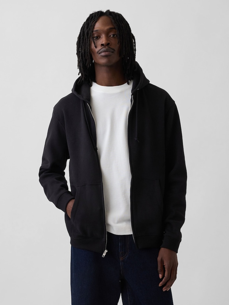 Svart - Gap VintageSoft Relaxed Zip Hoodie - Bild 1 av 5