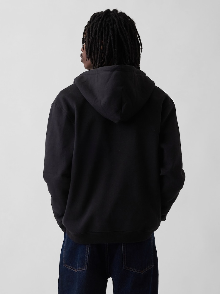 Svart - Gap VintageSoft Relaxed Zip Hoodie - Bild 2 av 5