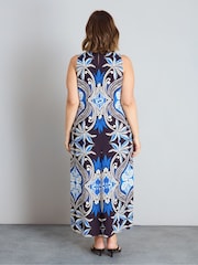 Live Unlimited Blue Placement Print Sleeveless Maxi Dress - Image 5 of 6