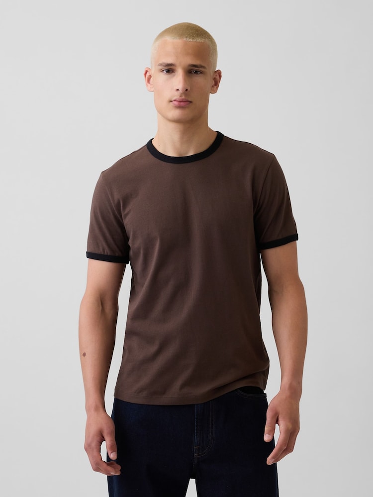 Gap Brown Classic Short Sleeve T-Shirt - Image 1 of 4 Gap Brown Classic Short Sleeve T-Shirt - Image 1 of 4