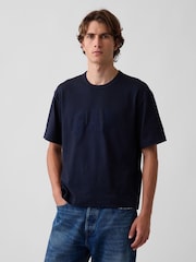 Marineblauw - Gap Heavyweight Relaxed Gap Logo Crop T-shirt - Afbeelding 1 van 4