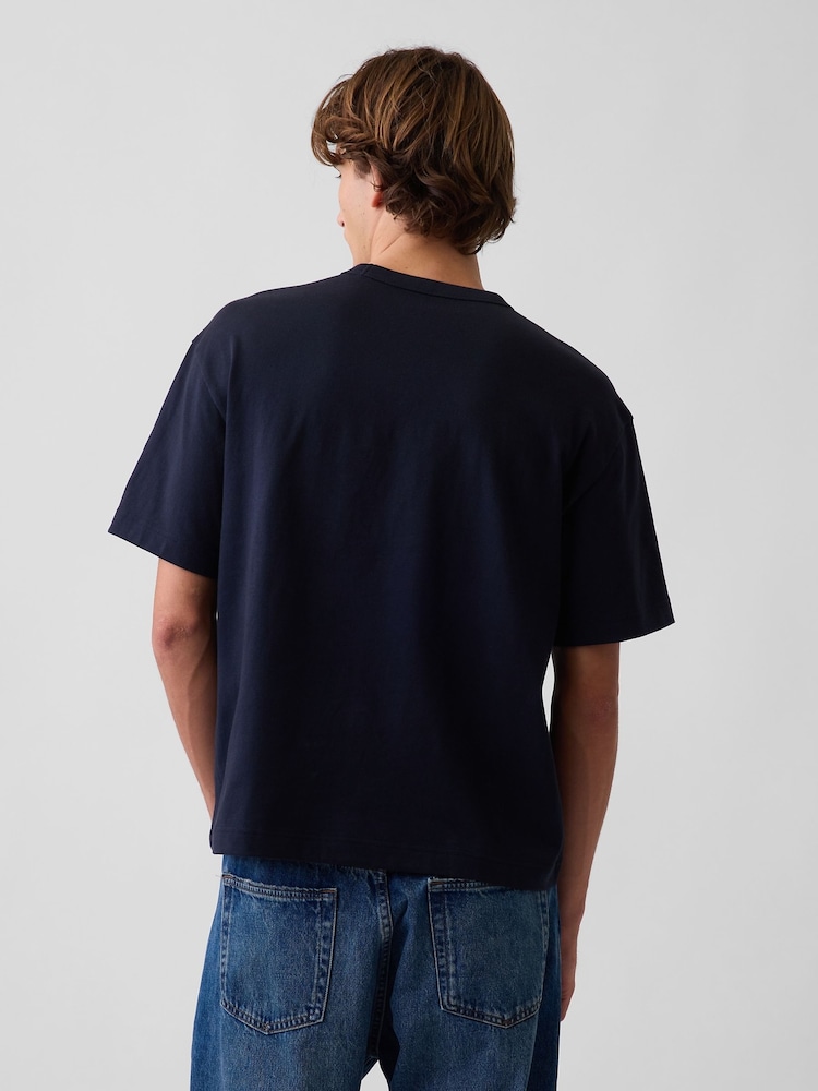 Marineblauw - Gap Heavyweight Relaxed Gap Logo Crop T-shirt - Afbeelding 2 van 4